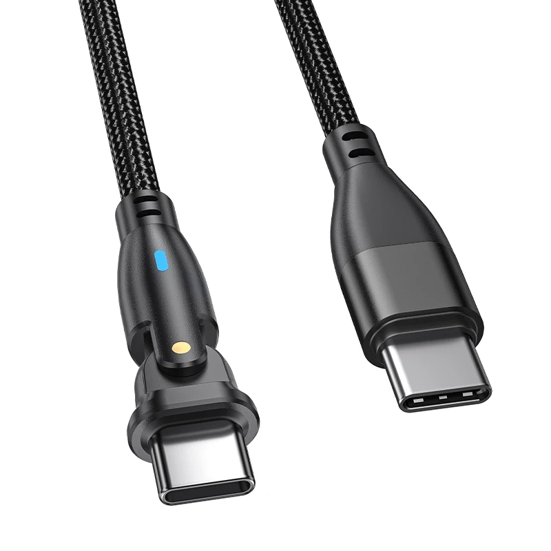 3A fast charging double TYPE_C  connector 180 degree rotation with LED indicates