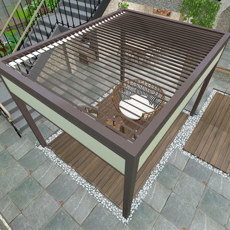 Aluminum alloy electric awning outdoor hotel Villa leisure garden Pavilion Smart louver pavilion Sun room