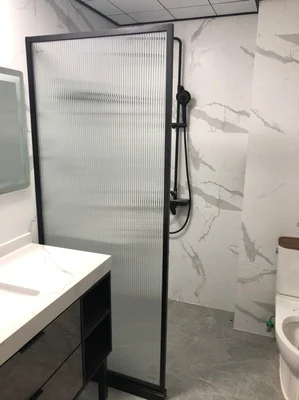 
304 Stainless Steel Shower panel Frosted Glass Walk In Black Frame Shower Screen 