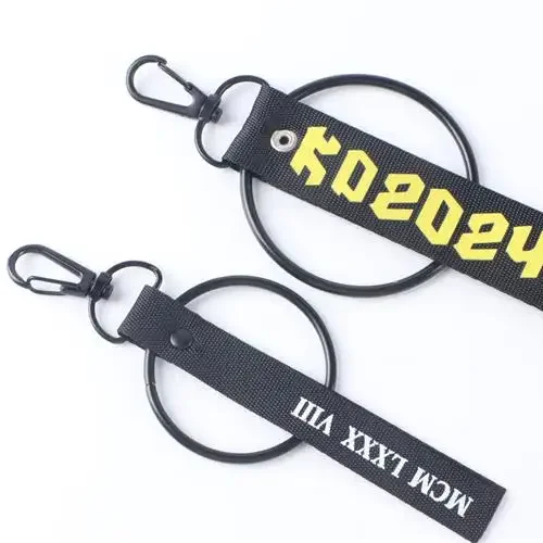 Heavy Duty Hand Wrist Strap Keychain Fabric Woven Carabiner Lanyard Keychains Luxury Key Chain with Carabiner Clips