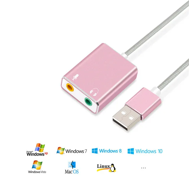 Лидер продаж USB 7 1 металлическая внешняя звуковая карта с интерфейсом 2