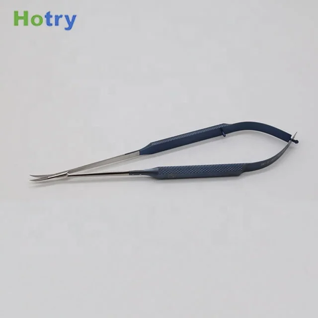 HOTRY Neurosurgery Shallow Shark Micro Scissors Right Curved Stainless steel titanium alloy splicing