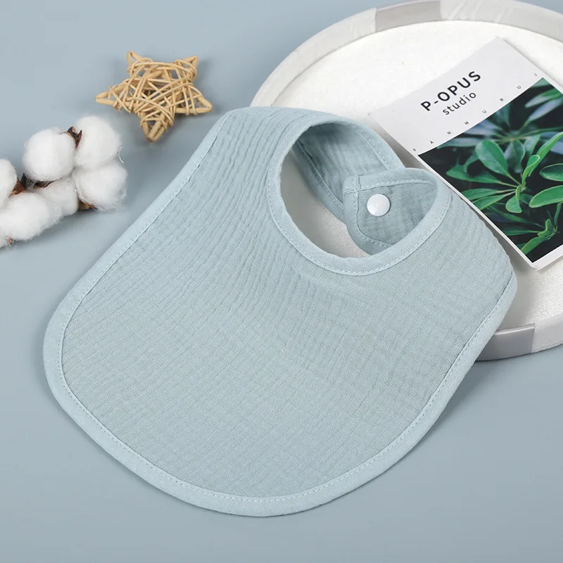 Wholesale crepe fabric new drool bib Solid color pure cotton 4-layer bib baby supplies newborn bib