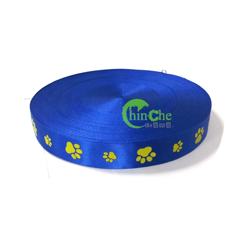 Personalized Silk screen print grosgrain DOG NECK ribbon custom paw printing lanyard webbing roll