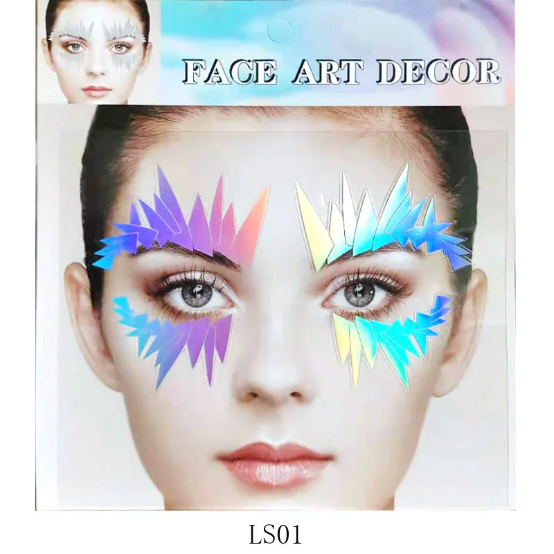 12 Styles Face Art Decor Symphony Self-Adhesive Beauty Party Festival Face Sticker Holographic Bat Butterfly Eye Sticker