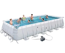 Bestway-56474 Power Steel Rectangular Plastic Frame Family Lounge Swimming Pools Products