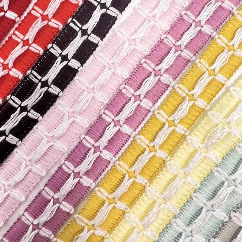 14MM 27MM Hollow Plaid Ribbon Hook Weaving Craft Ribbon Crochet Plaid Gift Ribbon For Diy Gift Box Packaging Flower Decoration