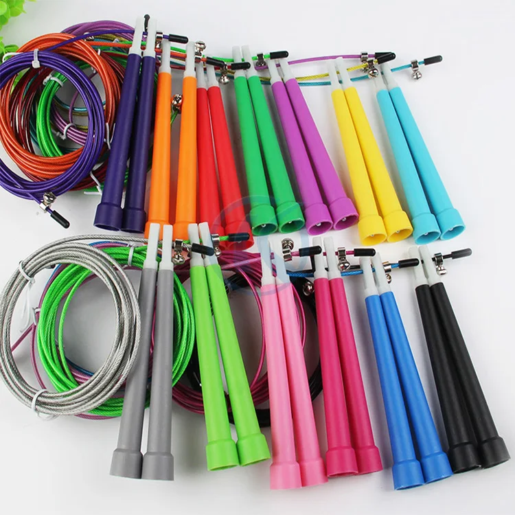 Home Gym Custom Logo Colorful Adjustable Sport Jumping Rope Black PVC Handle Speed Skipping Jump Rope For Kids Men Women