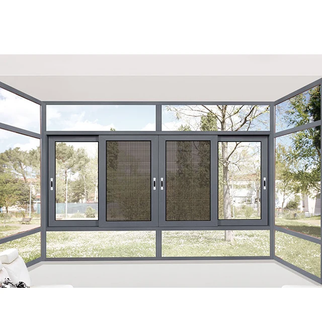 Good quality Narrow Frame Minimal Slimline Aluminium Frame Sliding Window With Mosquito Netting Screen Aluminum Sliding Windows