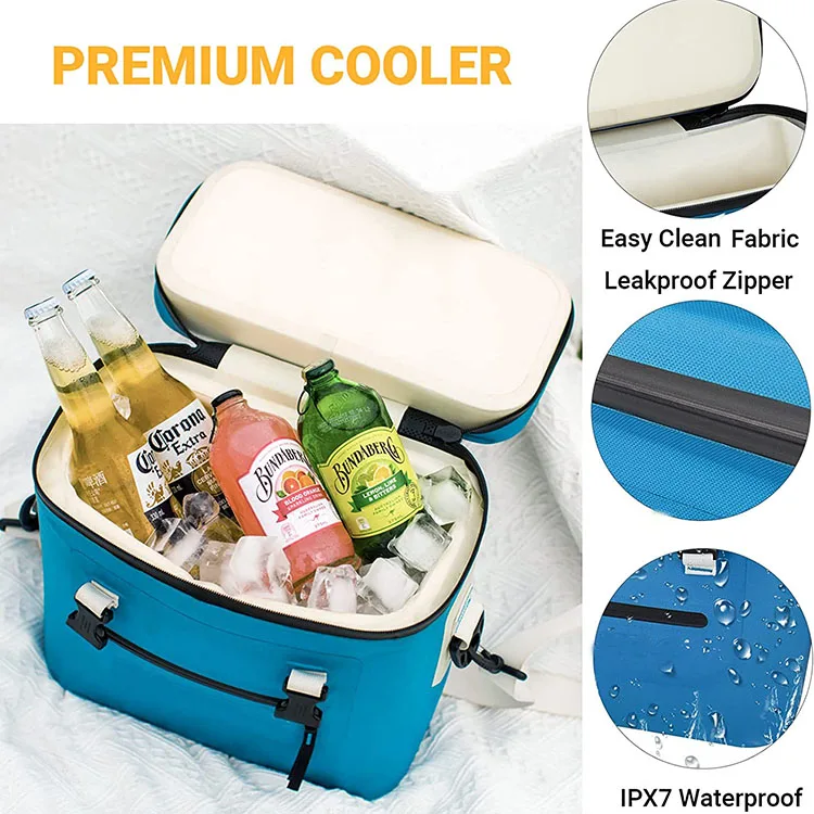 Wine Cooler Bag 8 Bottles Ice Cooler Bag Insulated Beer Carrier Freezable Cans Cooler Box for Picnic Dinner