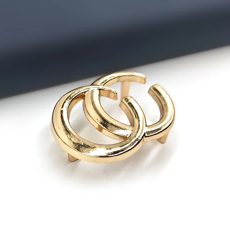 Custom New Design Luxury Golden Decorative Double C Cross Belt Buckles 15mm Metal Zinc Alloy Quick Release Straps Buckle