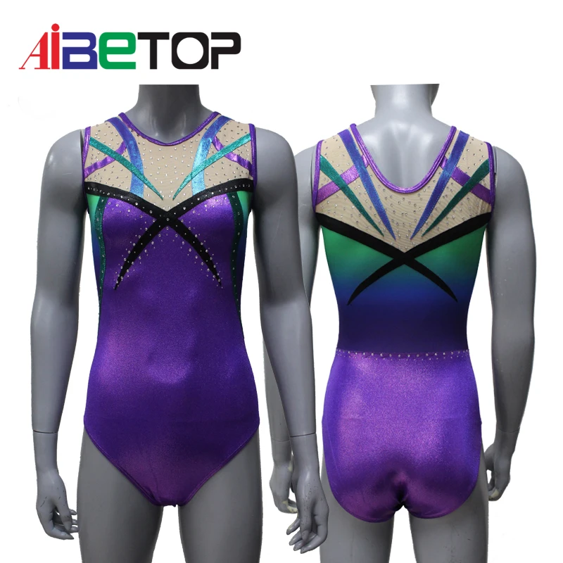 Wholesale free design sleeveless leotard rhythmic gymnastics leotard fringe tassel gym costume leotard girl