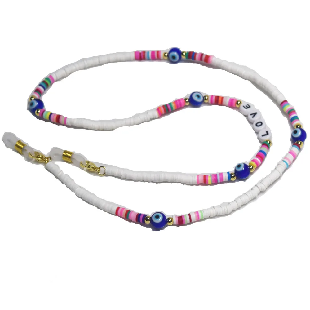 Модный boho Мягкий полимерный глина heishi диск бусины из бисера m-ask солнцезащитные очки держатель цепочки для лица во избежание потери