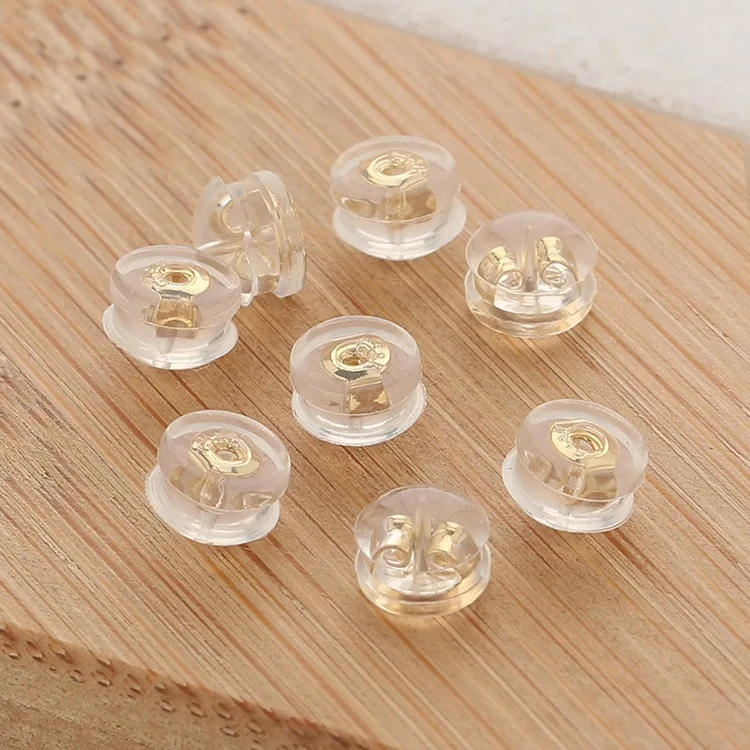 NANA high quality 14k italian gold plated earring back,5mm Anti-shedding silicone earring findings