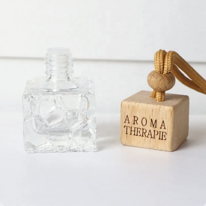 FinRu Empty Refillable Car Air Freshener Bottle Hanging Fragrance Diffuser Perfume 5ML Clear Glass Bottle Car Pendant