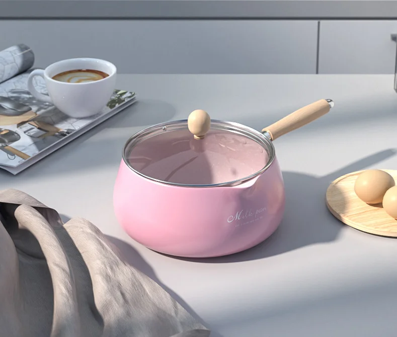 New mini pink blue cute nonstick deep cooking aluminum pot cookware kitchen accessories