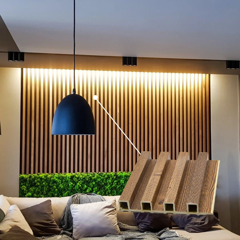 Wood color and marble color Ecol-friendly Cheap Interior WPC Wooden Grain PVC Interior Fluted Wall Panels Designs for Decoration