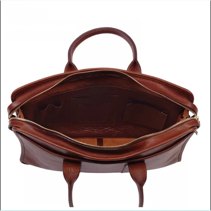 Low MOQ Custom Logo Genuine Leather Business Notebook Computer High Quality Laptop Bag for Men