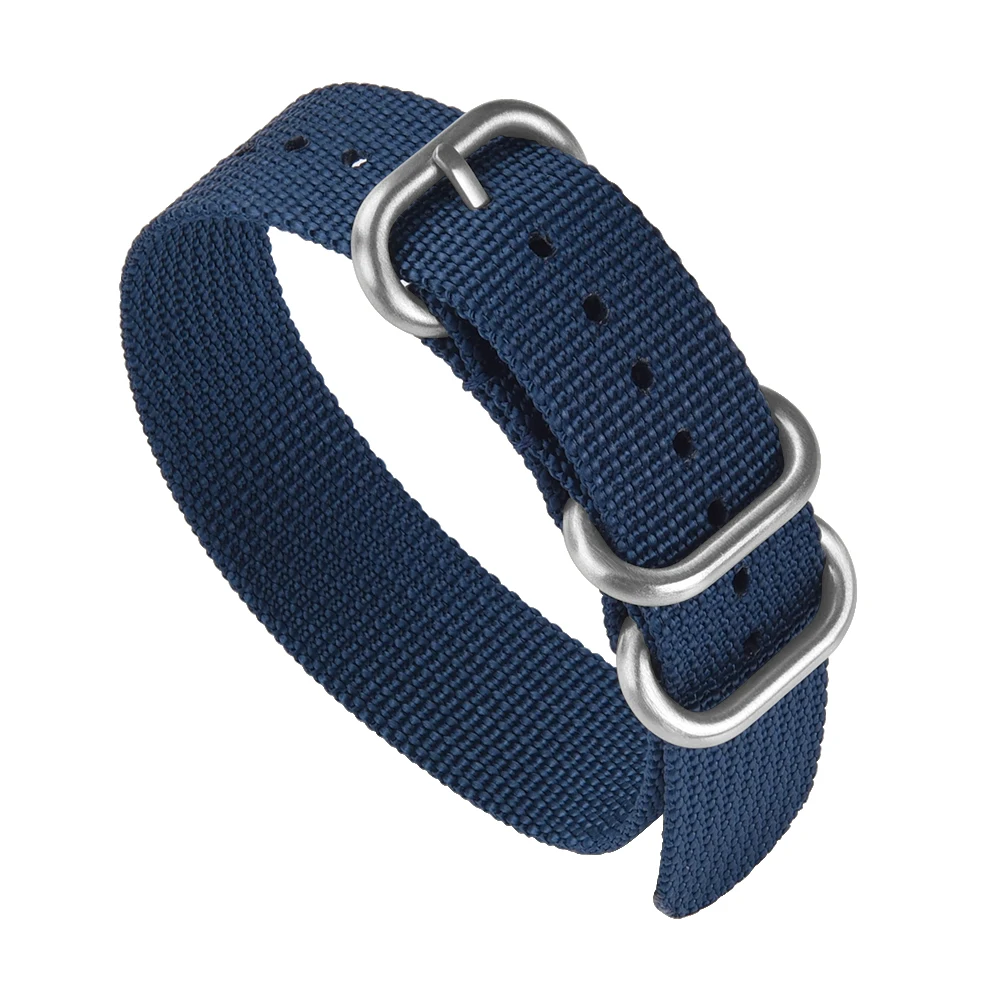 JUELONG 3 Rings Heavy Duty Watchband Watch Strap Set with Premium Brushed Silver PVD Buckle