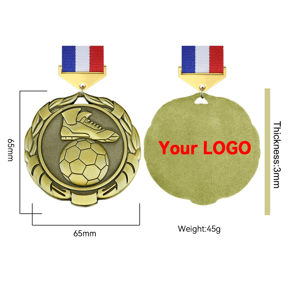 Race Short Drape Uniform Costume Medals Custom Gold Key Ribbon Metal Hanger Sports Blank Soccer Football Medal