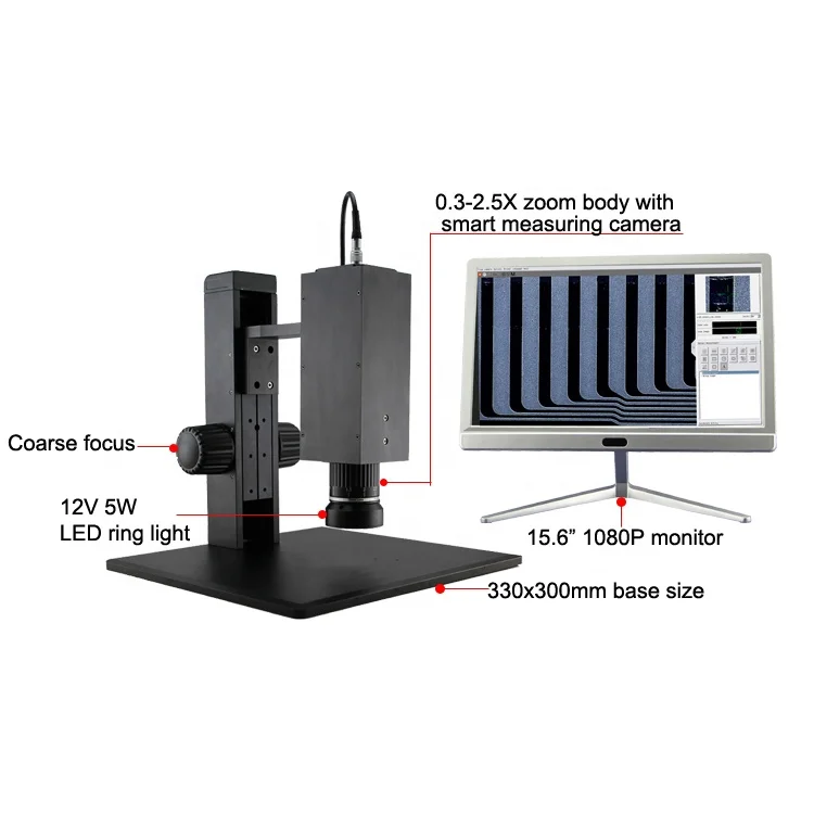 FM325MP 15-240X  High Precision Monocular Smart Measuring Video Microscope