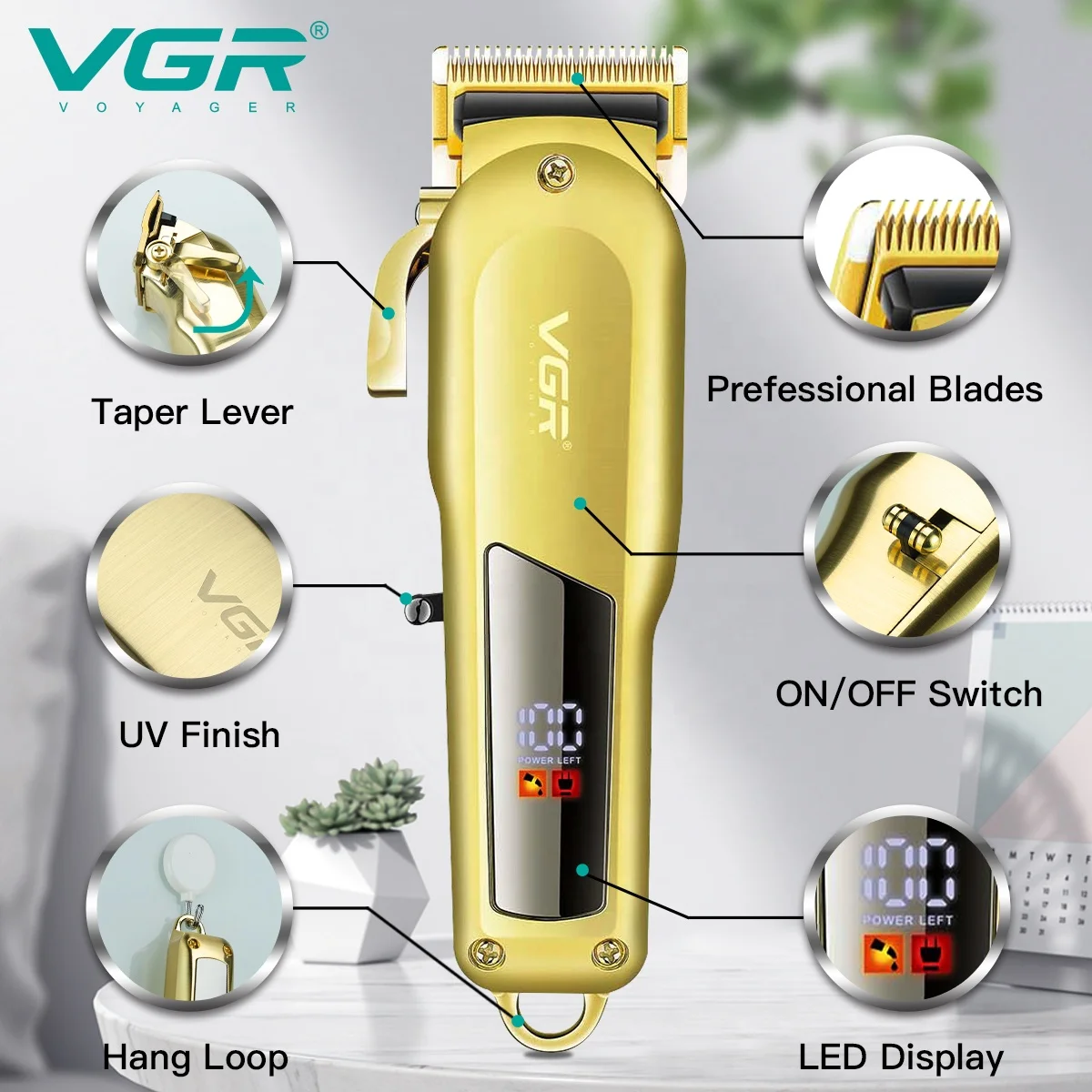  Хит продаж 2021 Новое поступление VGR V278 Профессиональный перезаряжаемый Мужской Электрический беспроводной триммер для