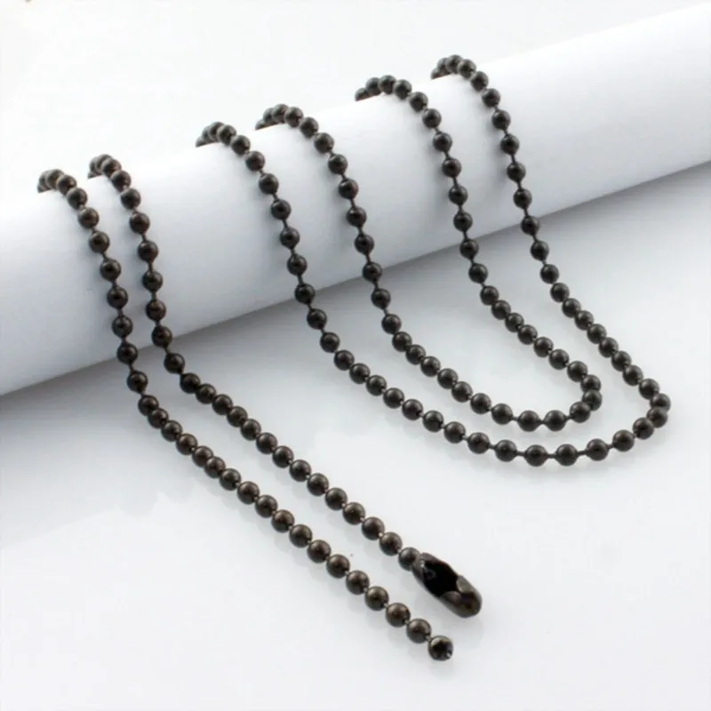 Wholesale High Quality 3.20*65 cm Beaded Necklace Gold Silver Black Stainless Steel Ball Chain Necklace With Clasp Connector