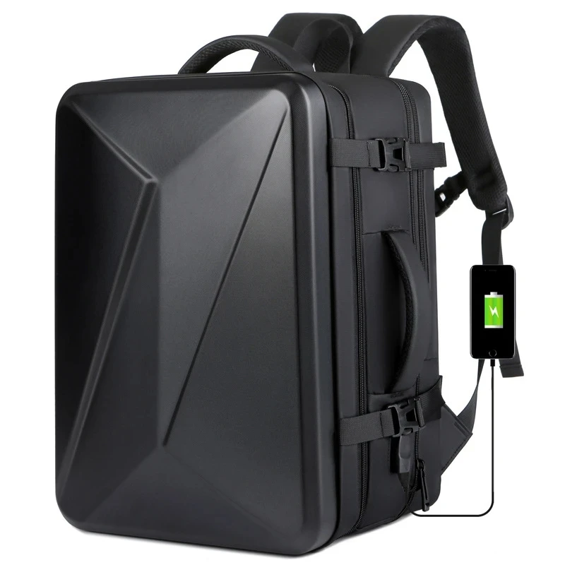 USB Large Capacity Hard Shell Backpack - Fashionable Notebook 17-inch Computer Bag - ABS Material - Travel Waterproof Suitcase