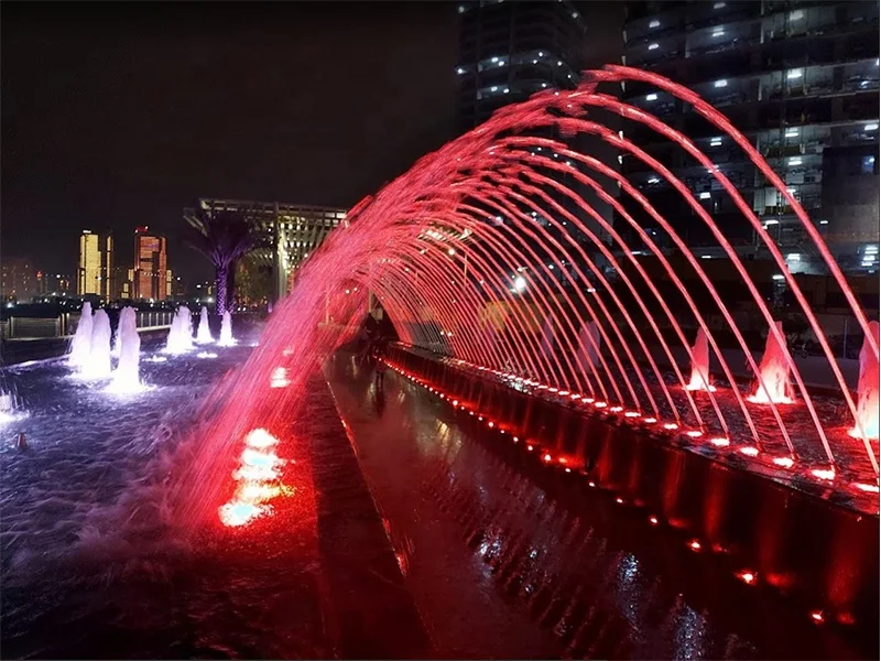 AWS Mysterious Interactive Music Fountain With DMX512 LED Light Flowing Laminar Jet Water Fountain