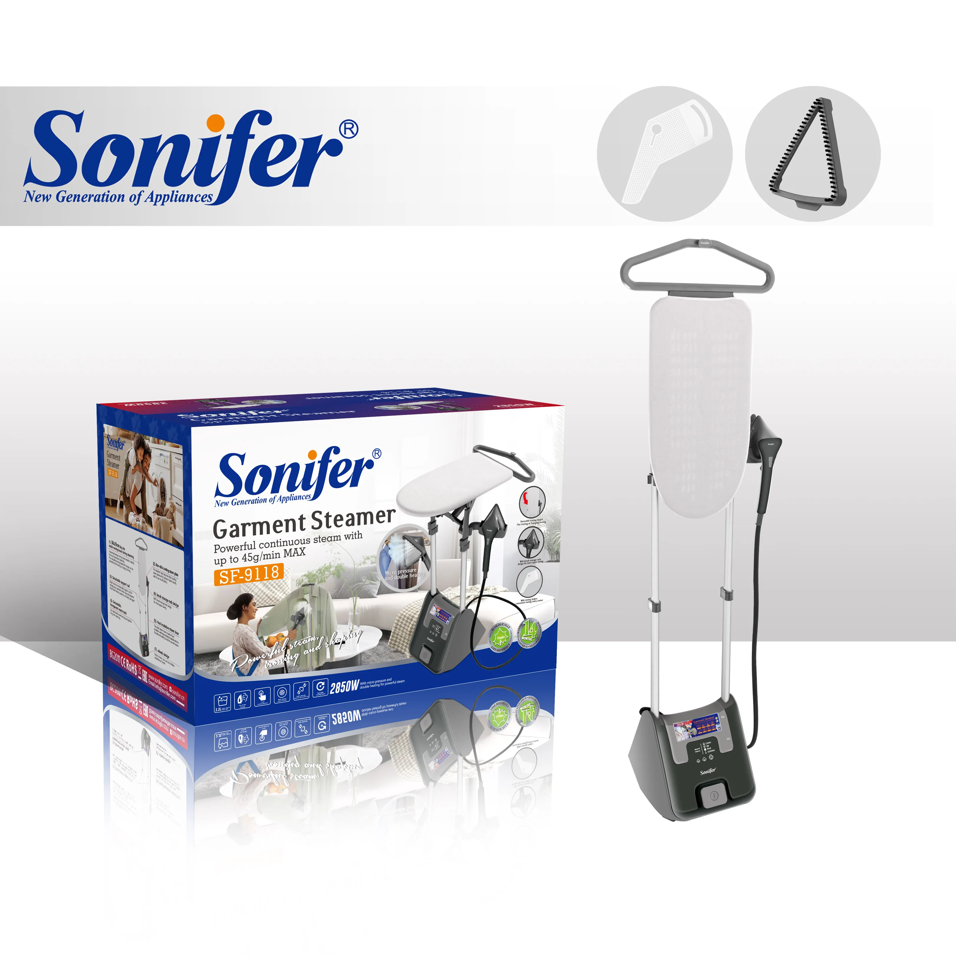 Sonifer SF-9118 for home professional with board electric vertical steam iron standing garment steamer