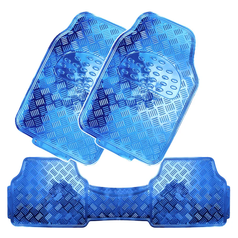 Auto durable car winter products aluminum car floor mats 4 piece set metal anti slip waterproof PVC car mats