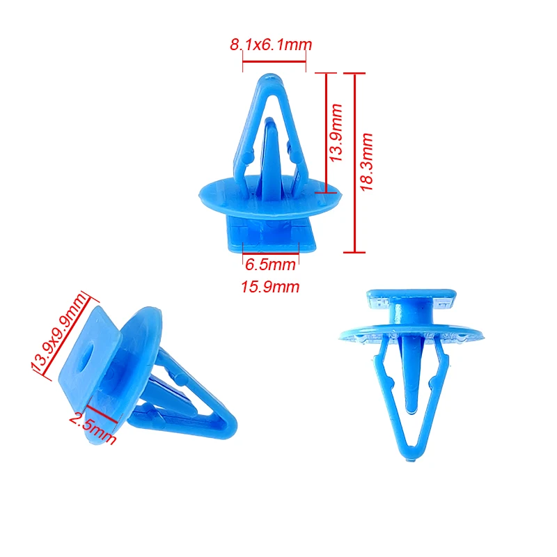 Windscreen windshield retaining clip 8mm exhaust port retaining clip Blue plastic rivets for Honda 90602-TA0-003