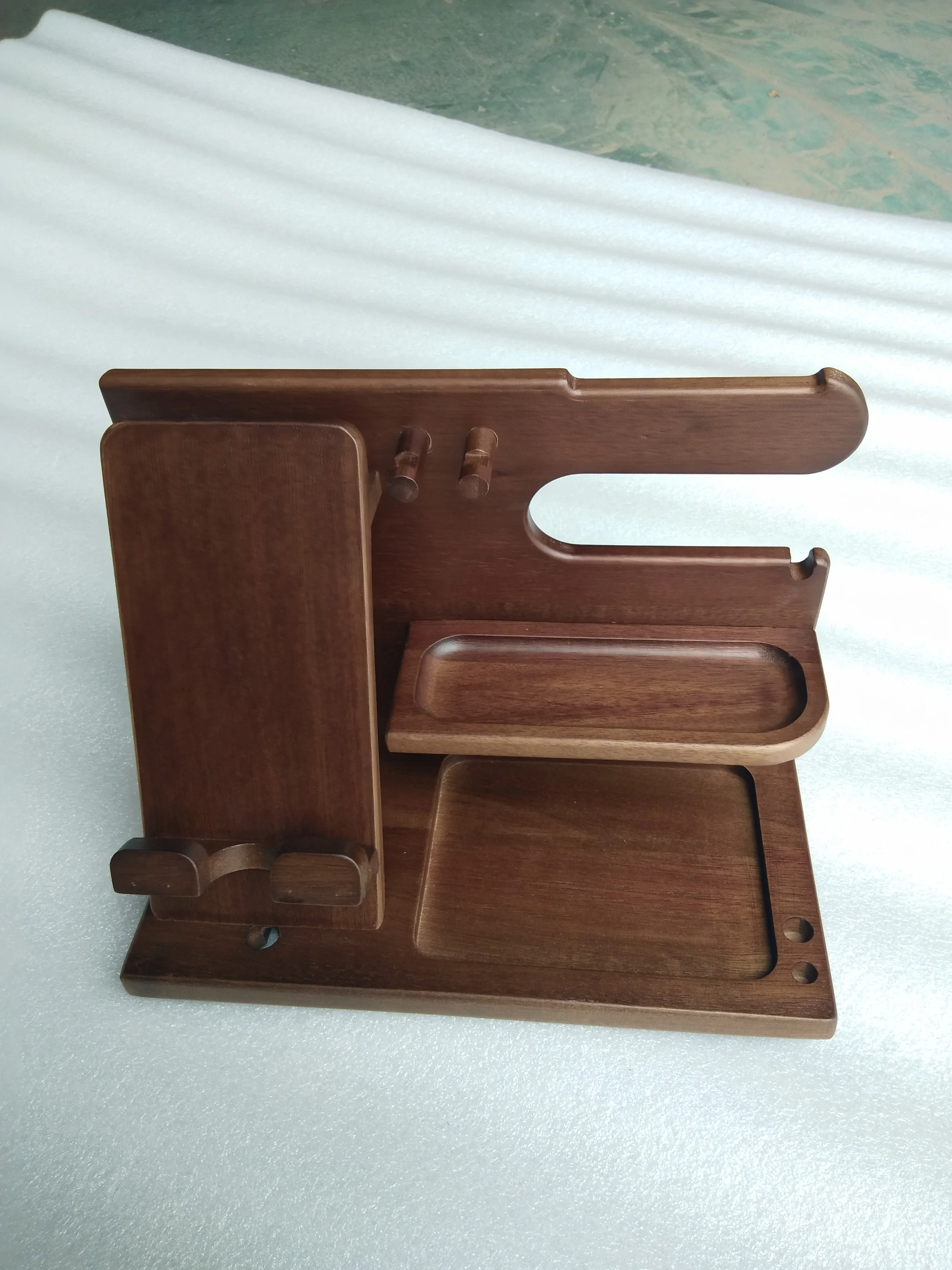 custom Wood Phone Docking Station Ash Key Holder Wallet Stand Watch Organizer Nightstand organizer