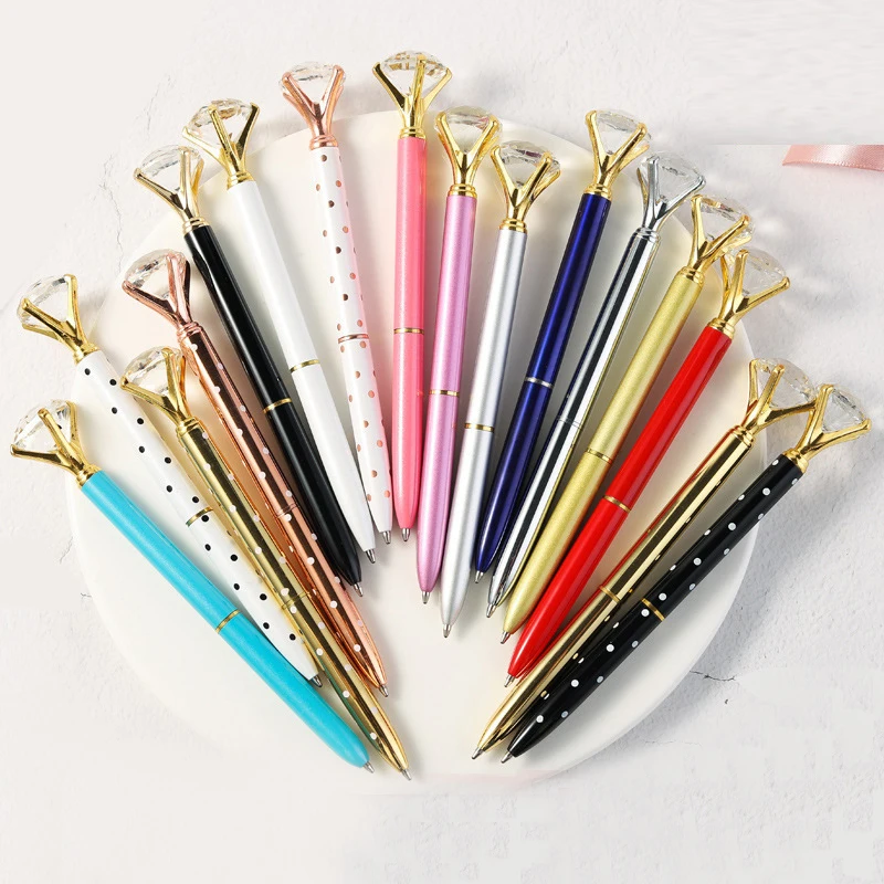 Joytop Customizable Logo Fashion Office Student Rotatable Drill Pen Multicolor Diamond Metal Ballpoint Pen