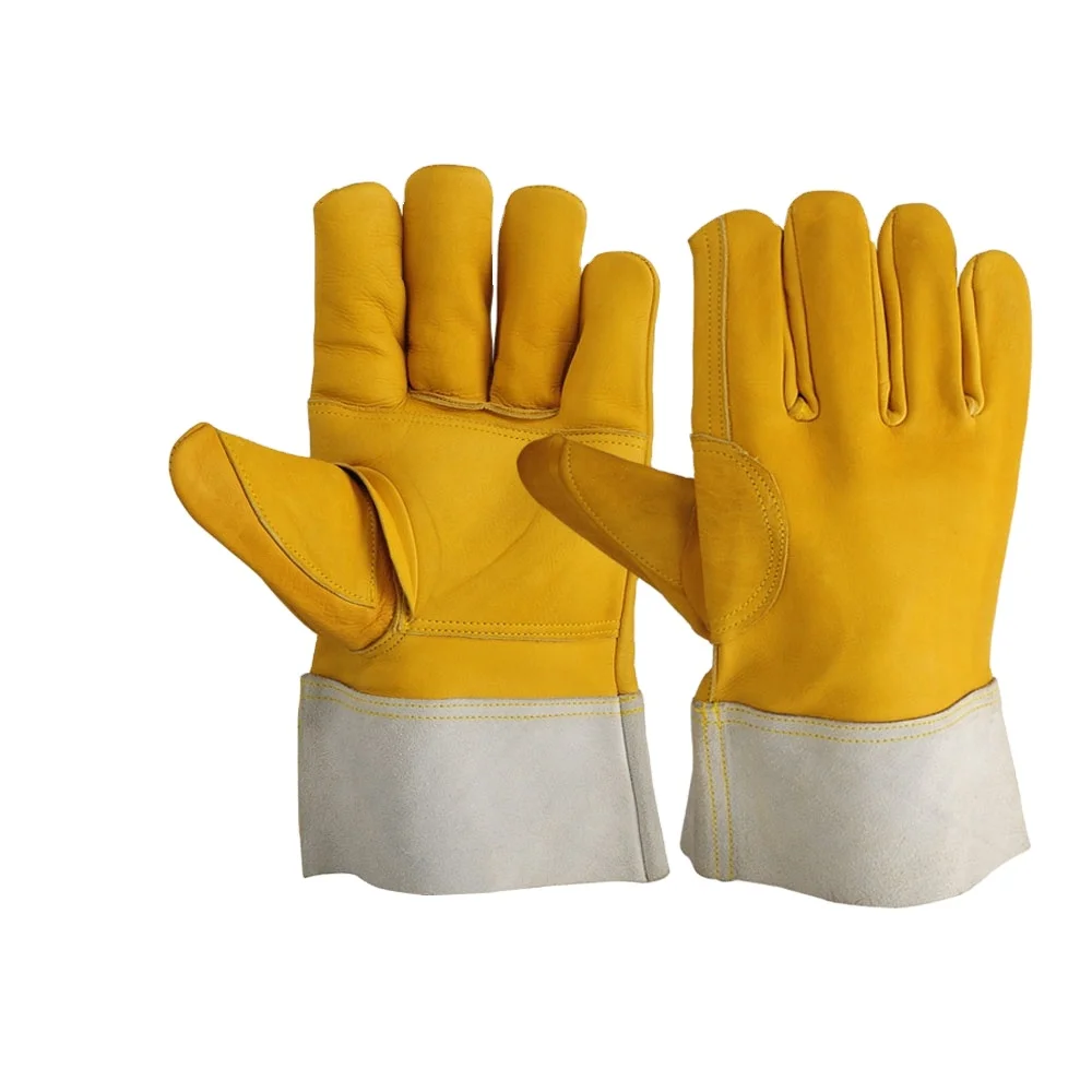 Leather Welding Gloves, Reinforcement on palm, Finger & Thumb Cow Grain Leather