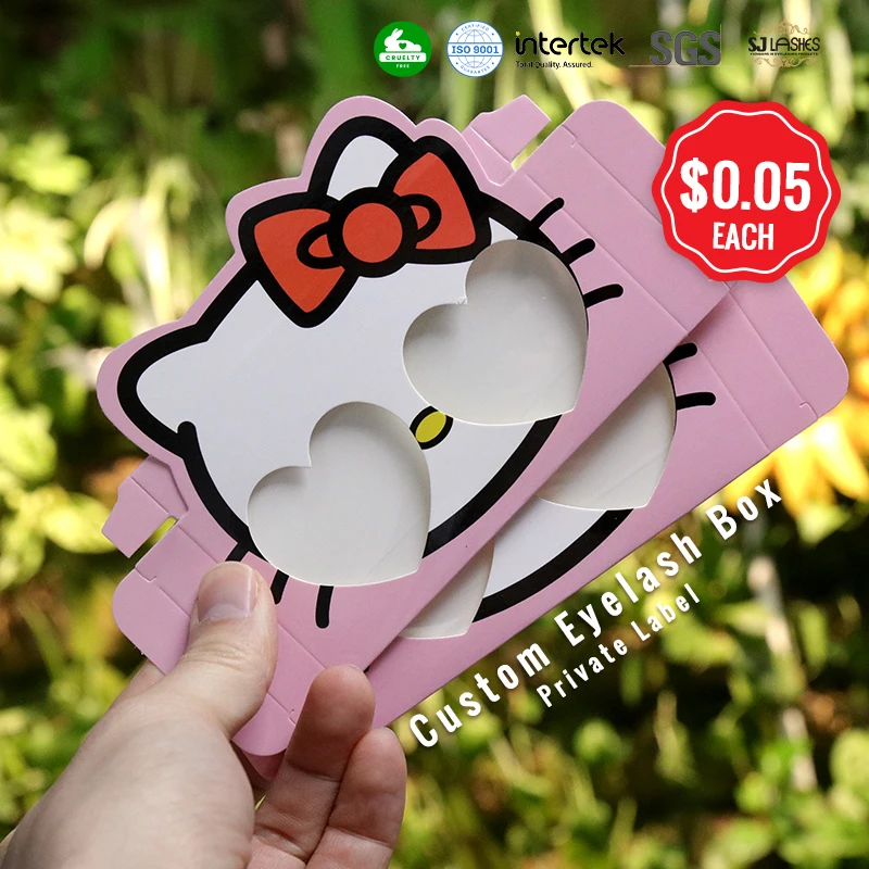 Ready to Ship 3D Eyelashes Paper Lash Packaging Fast Delivery Cute Kitty Paper Box