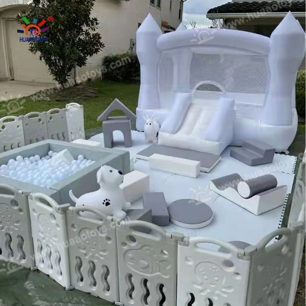 White mini inflatable bounce house bouncy castle jumper slide inflatable bouncer