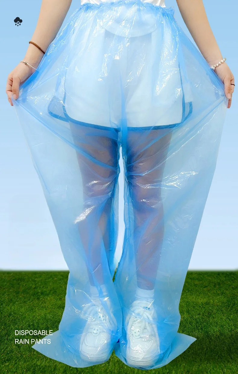 Disposable Rain Pants Waterproof PE Rainpants with Shoes Cover Outdoor Emergency for Men Women Unisex