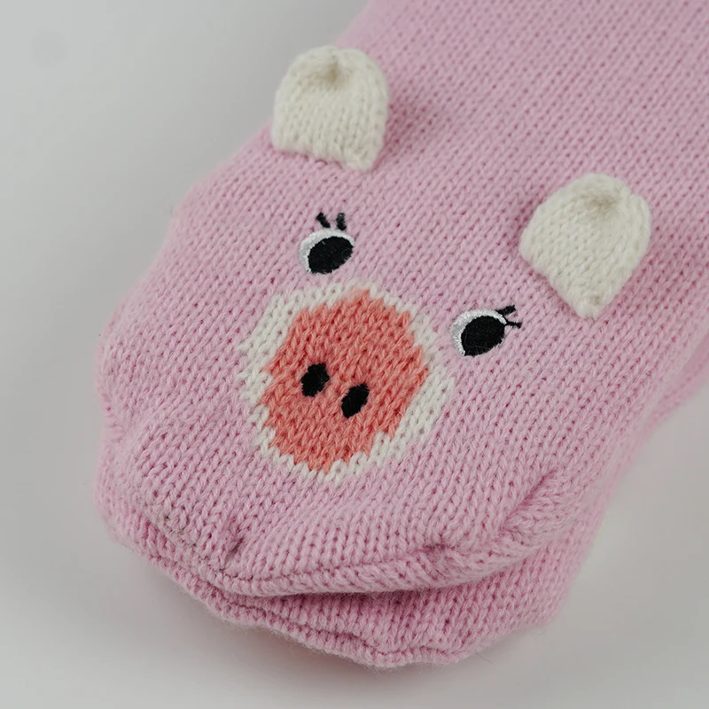 Cartoon Pink Pig 3D Ear Thick Warm Tube Anti Slip Acrylic Room Womens Socks