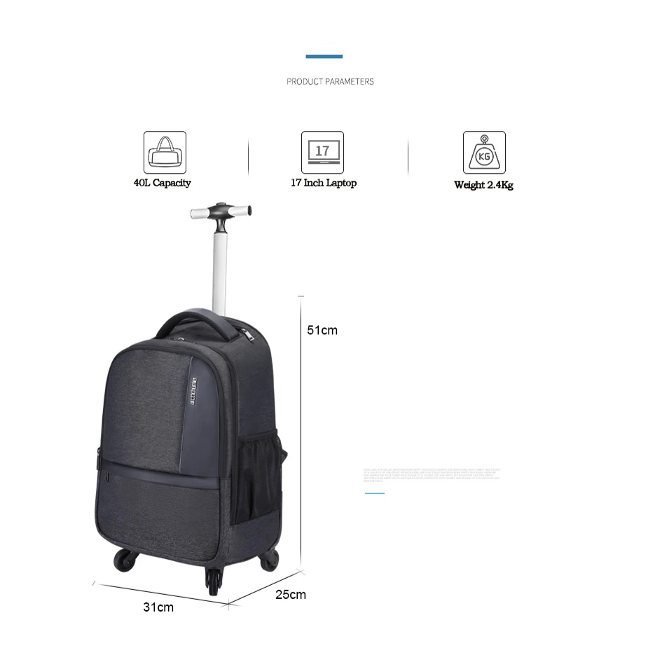 
Arctic Hunter Mochilas Hight Quality 4 Wheels For Men Travelling Travel Rucksack Sac A Dos Trolley School Bags Trolley Backpack 