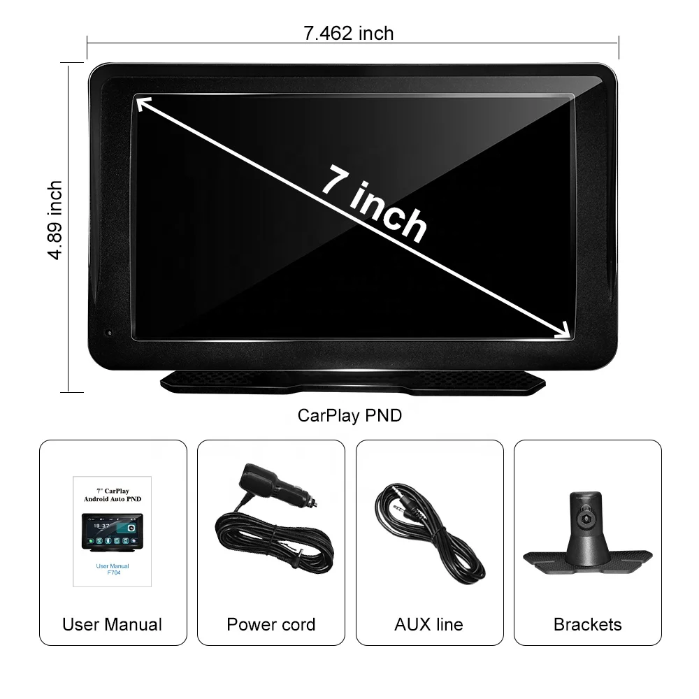 DIY 7inch wireless portable navigation display portable wireless carplay android auto car radio video player