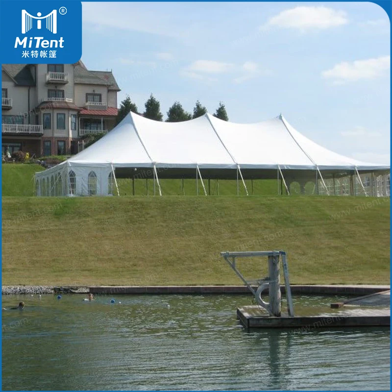 Luxury 80x80ft Canvas Wedding Pole Circus Tent for 250 Seaters with Decorated Ceiling Liners