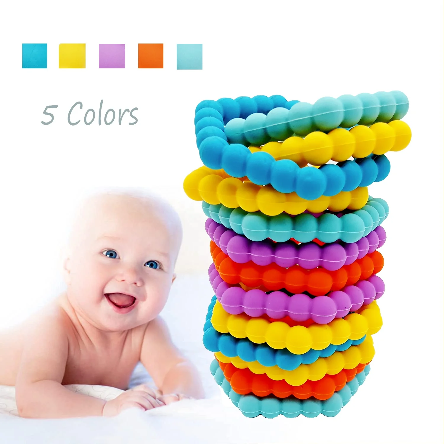 Новый дизайн, Детские Кольца для прорезывания зубов, грызунки, не содержит Бисфенол А, Силиконовые Детские Прорезыватели для зубов, жевательные игрушки