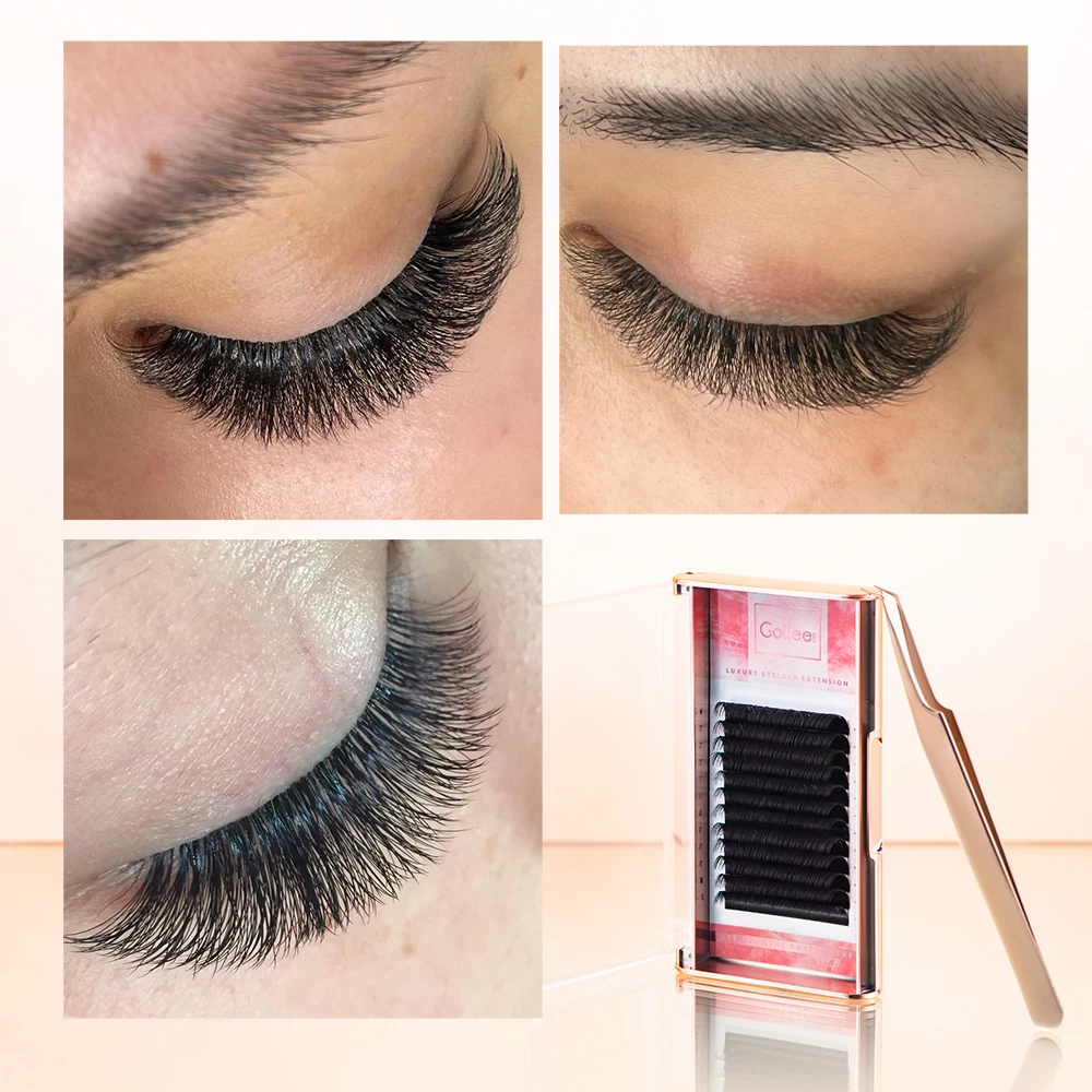 Gollee Korea L Curl Very Soft Diy Organizer Faux Mink Vendor Silk Supplies Private Label Volume Individual Eyelash Extension