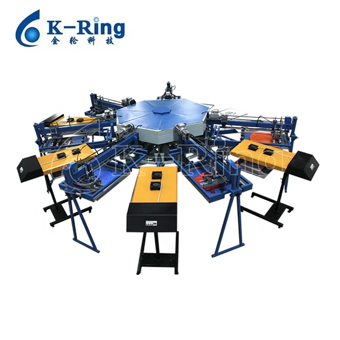 Multi colors Automatic carousel rotary silk screen shirts printing machine for t shirt/garments/textiles