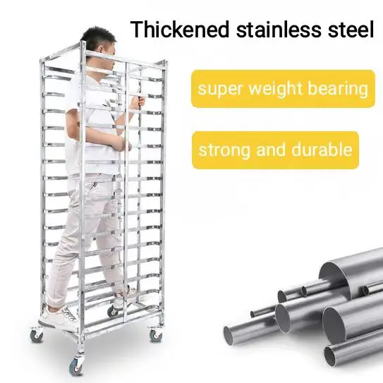 manufacture metal double row 30 layers stainless steel 304 baking tray rack shelf trolley cart for oven bakery shop