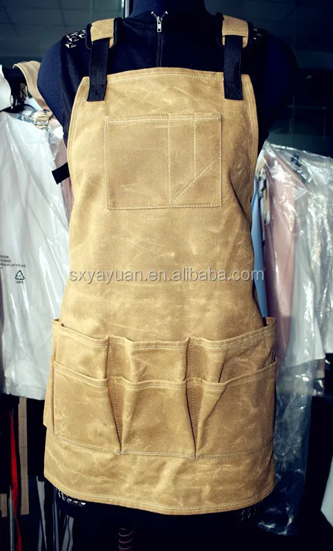 Brown oil wax canvas retro apron / waterproof oil apron