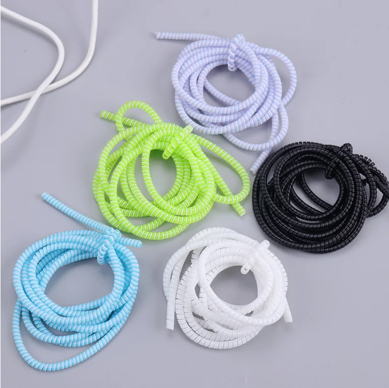 1.4m Color phone Wire Cord Rope protector Anti-break spring protection rope for USB Charging Cable earphone Data Bobbin Winder