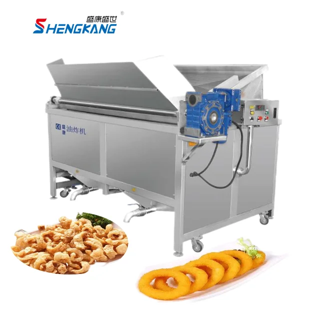 Industrial Fully Automatic Batch Fryer Pork Pig Skin Frying Machine Batch Round Deep Fryer For Sale