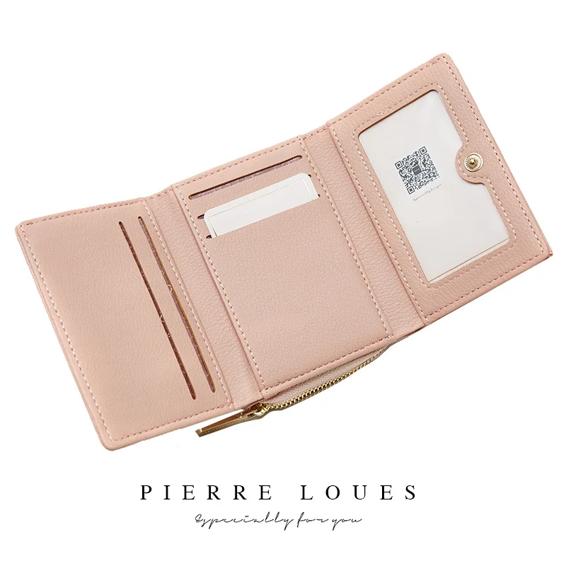 Pierre Loues Female  Fashion Short Coin-Pocket Zipper PU Leather Clutch Wallet